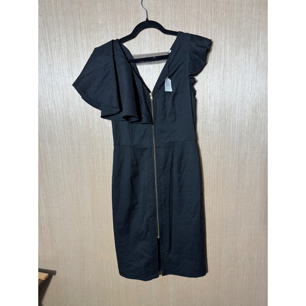 Rodebjer Designer $500 jacquard ruffle bodycon pencil zip up dress